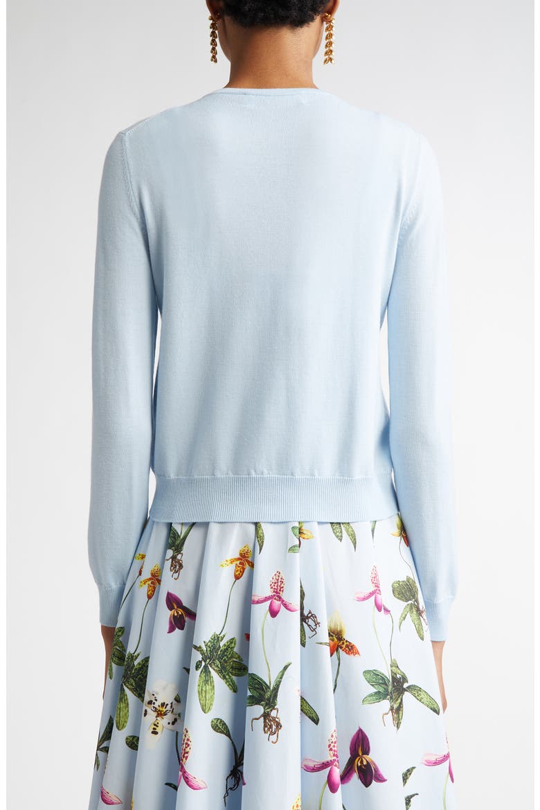 Orchid Embroidered Virgin Wool Cardigan, Alternate, color, LIGHT BLUE