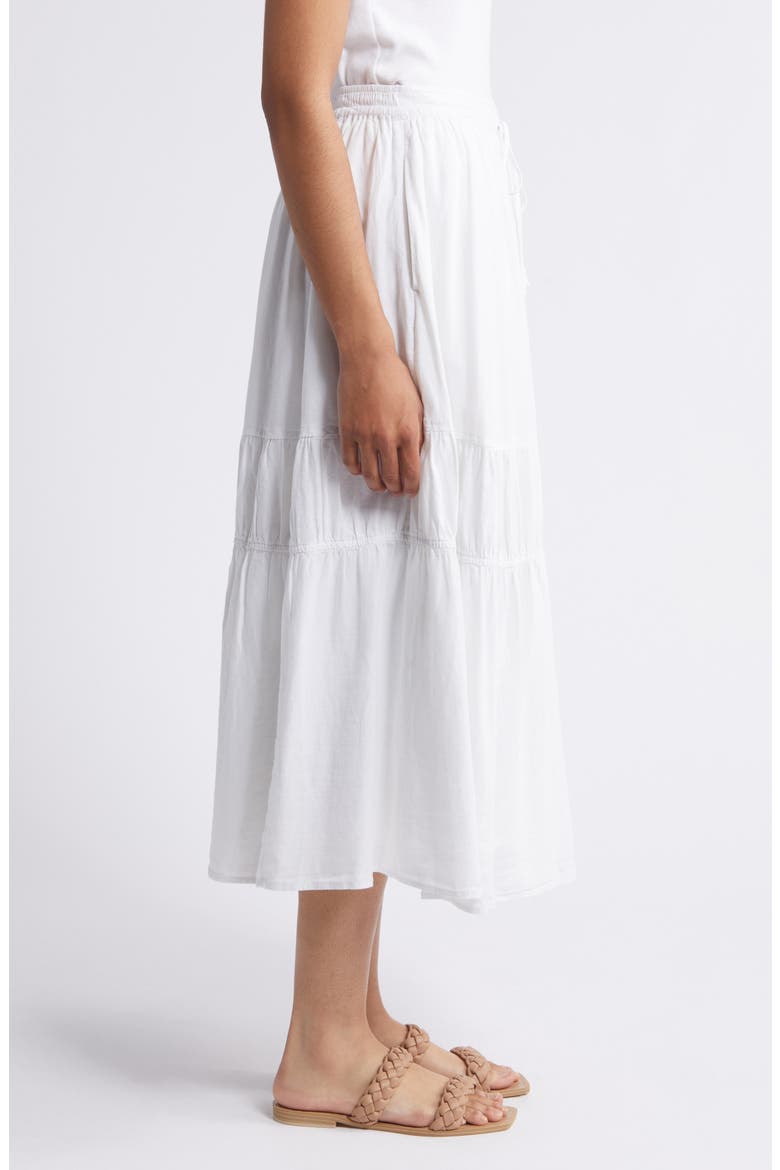 Tiered Linen Blend Midi Skirt, Alternate, color, WHITE
