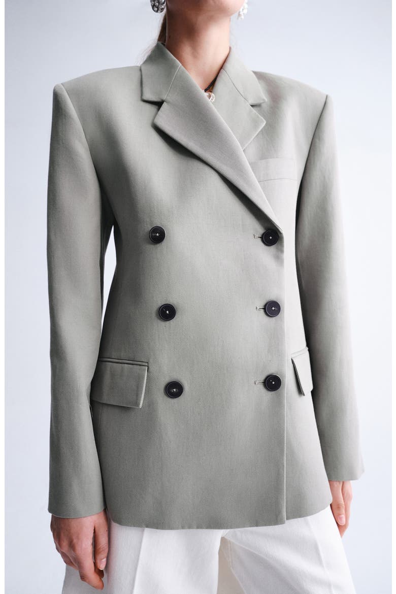 Double Breasted Cotton & Linen Jacket, Main, color, GREY