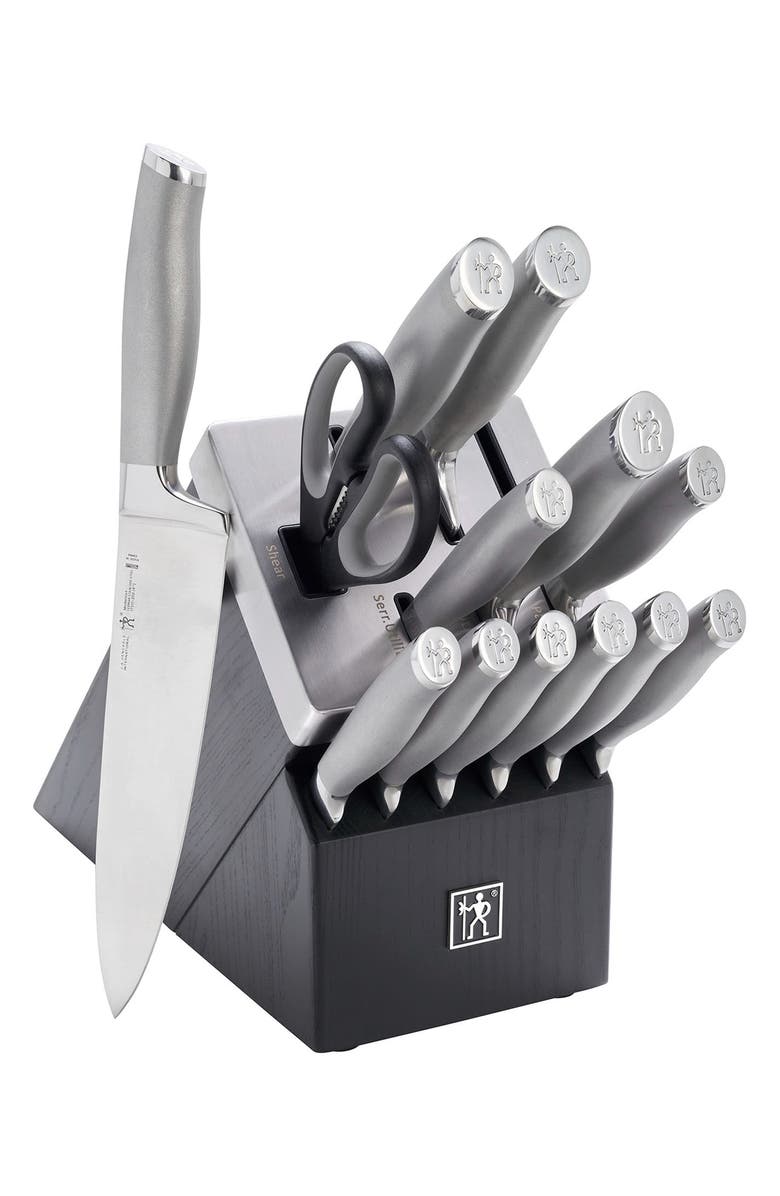 HENCKELS CUTLERY Modernist 14-Piece Knife Block Set, Main, color, Silver