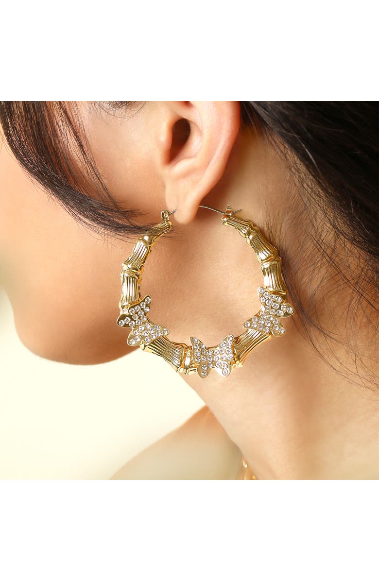 Jessica Simpson Butterfly on Hoops Earrings, Alternate, color, Gold