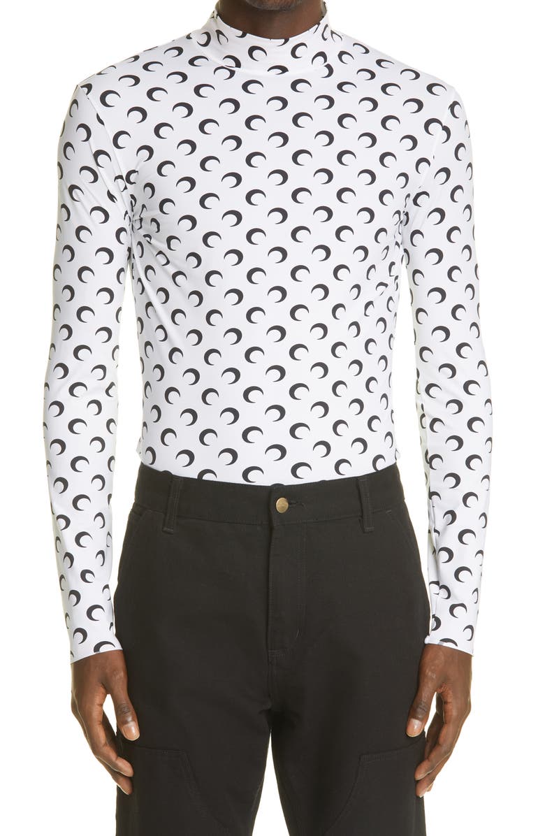 Marine Serre Gender Inclusive Second Skin Mock Neck Top, Main, color,