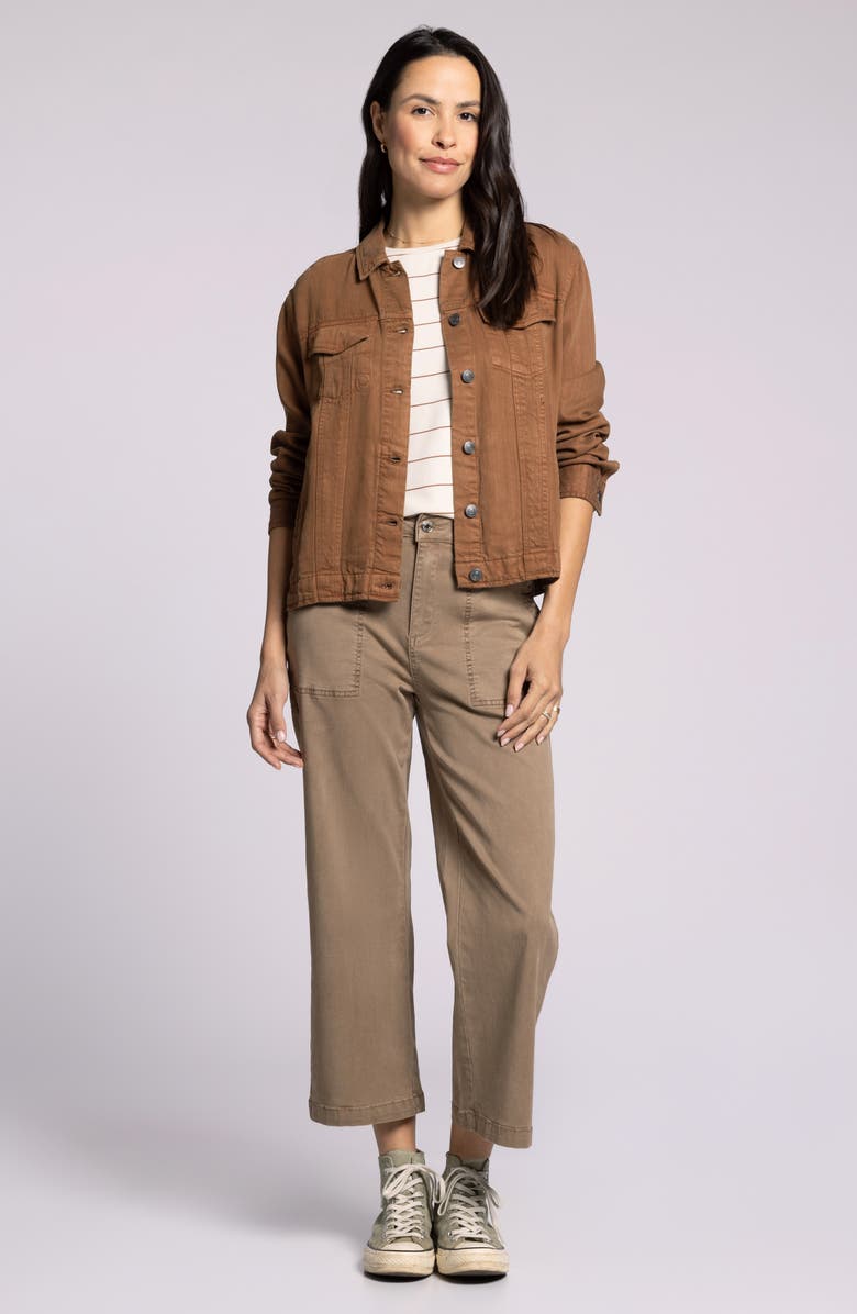 Thread & Supply Jackie Denim Trucker Jacket, Alternate, color, Toffee