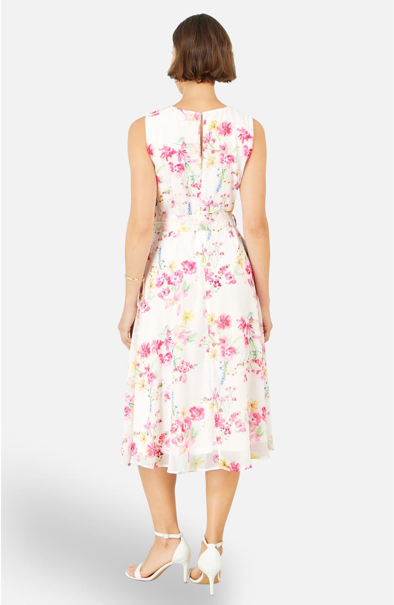 Yumi Delicate Floral Midi Skater Dress, Alternate, color, White