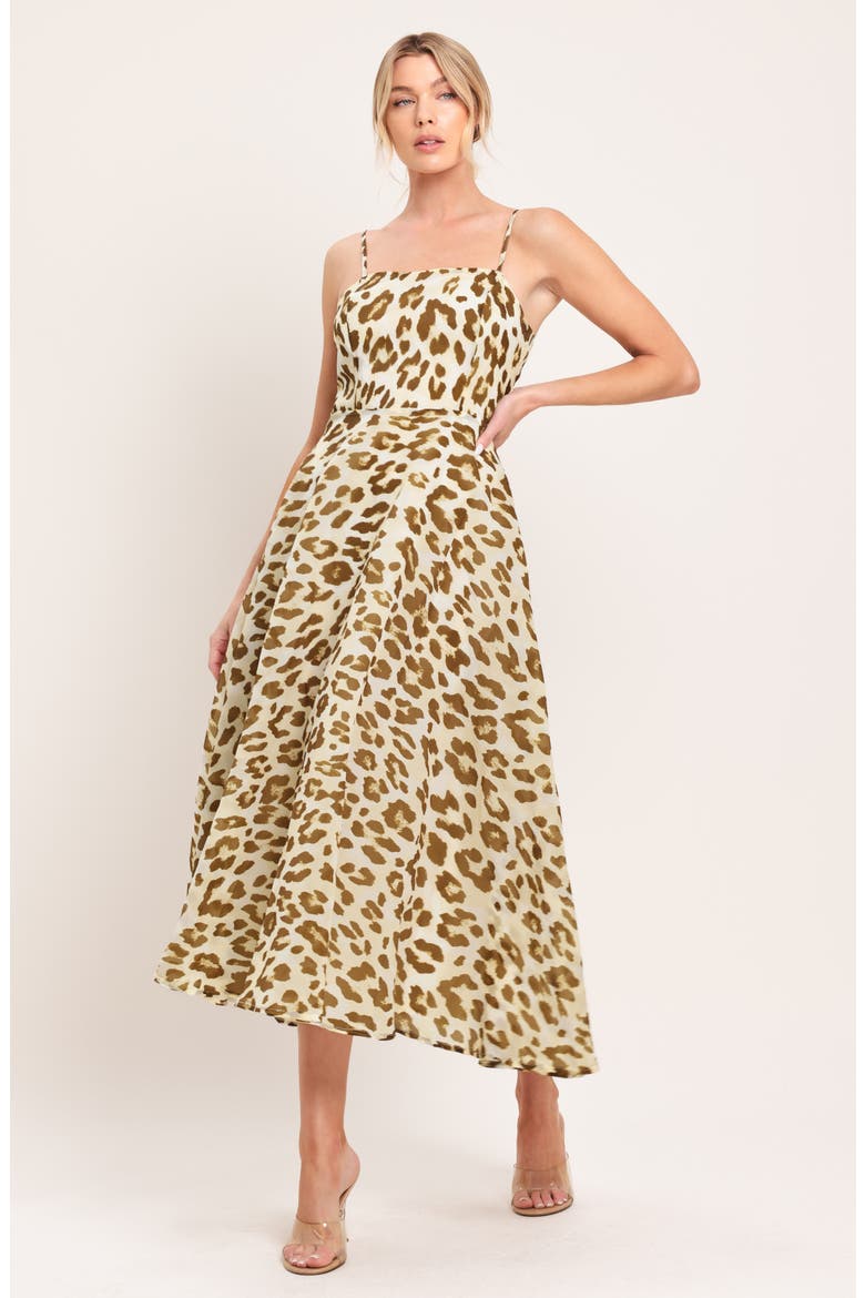 Sleeveless Print Midi Dress, Alternate, color, LEOPARD