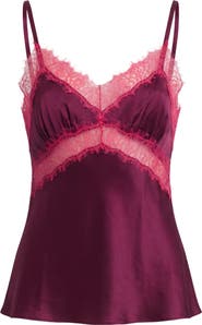 Diane von Furstenberg Camille Lace Trim Satin Camisole