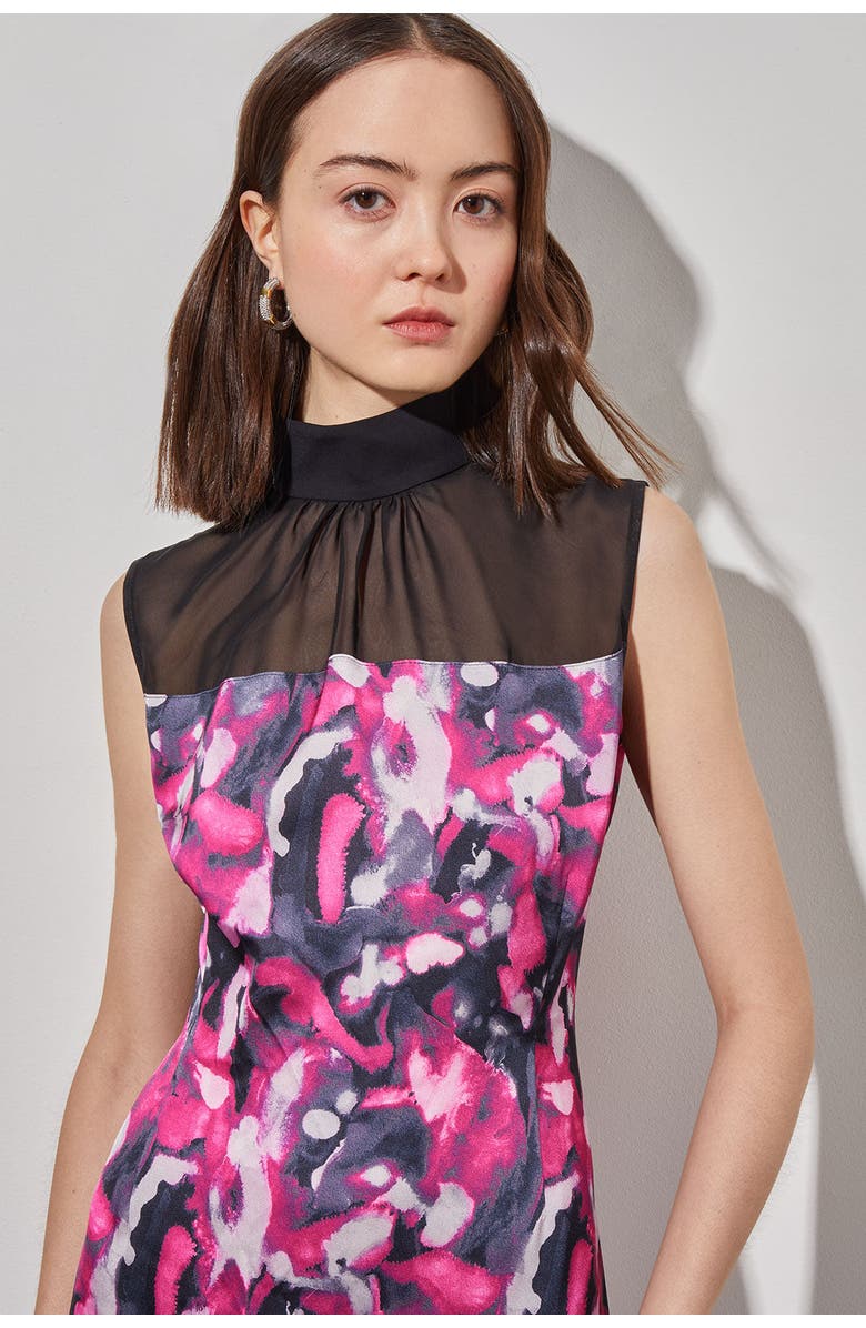 Ming Wang Floral Midi Sheath Dress, Alternate, color, Mulberry/Granite/Black/Ivory