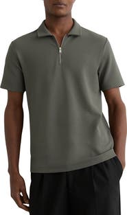 Reiss Forno Textured Quarter Zip Polo