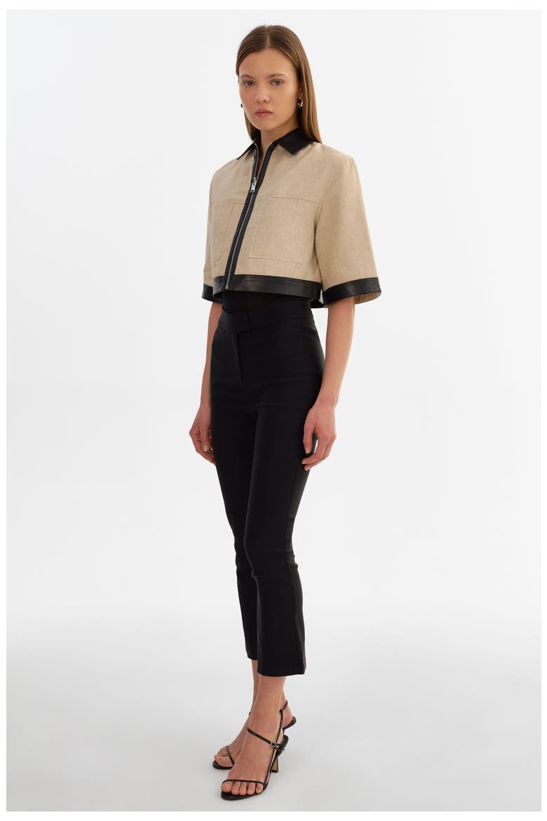 Caprice | Short Sleeve Jacket, Alternate, color, Black/Beige