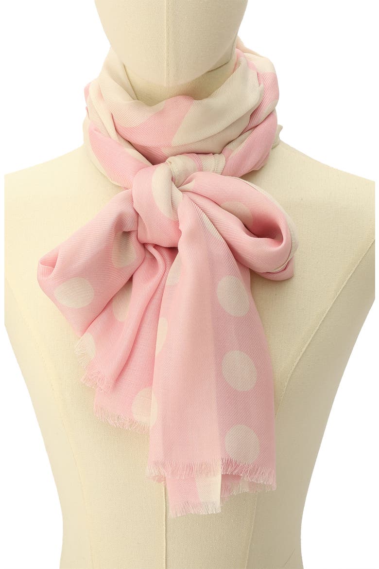 dots & bubbles oblong scarf, Alternate, color, CREAM/PINK LUPINE