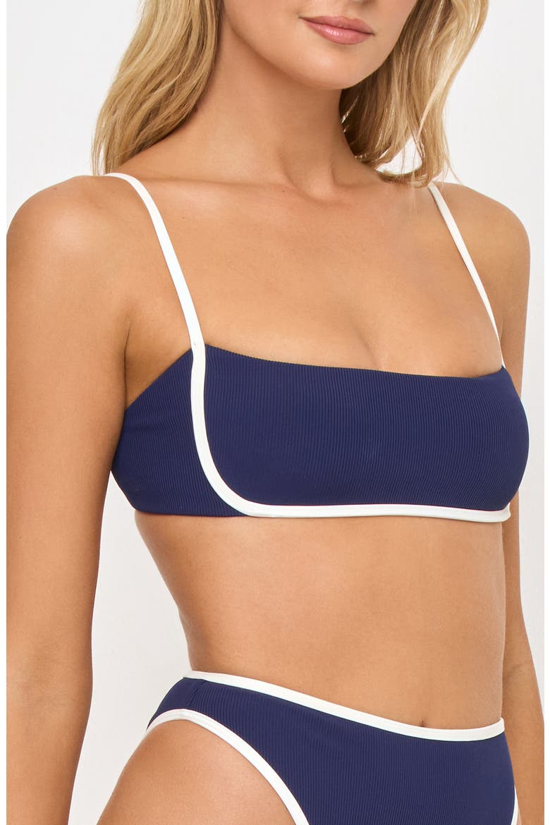 Hazel Ribbed Bikini Top, Alternate, color, MIDNIGHT/ CREAM