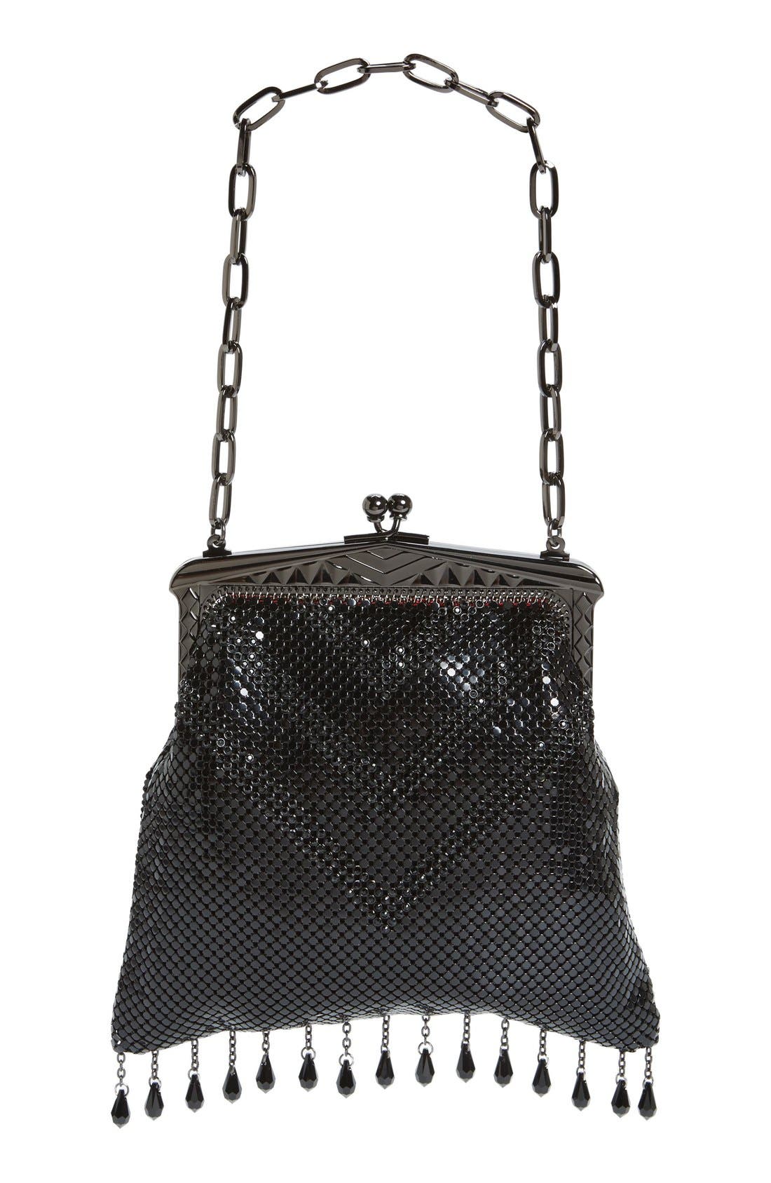 'Heritage - Deco' Mesh Clutch, Main, color, BLACK