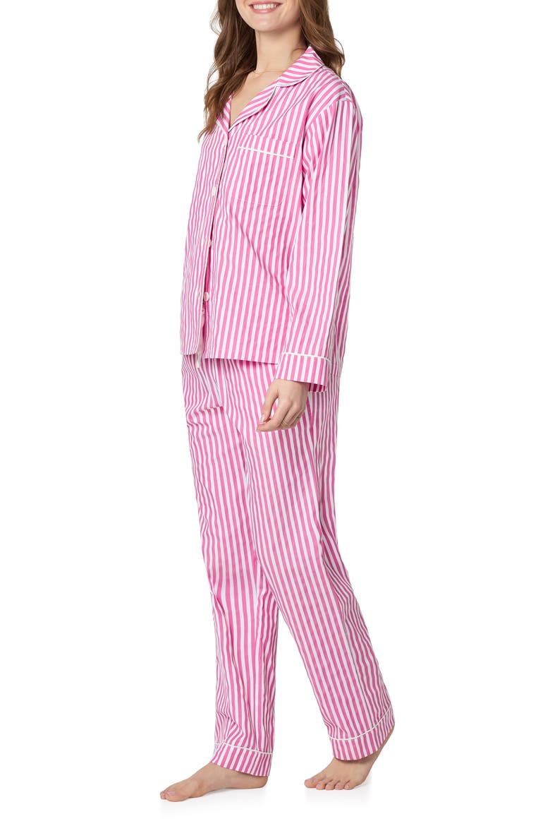 Stripe Organic Cotton Dobby Pajamas, Alternate, color, 3D STRIPE PINK