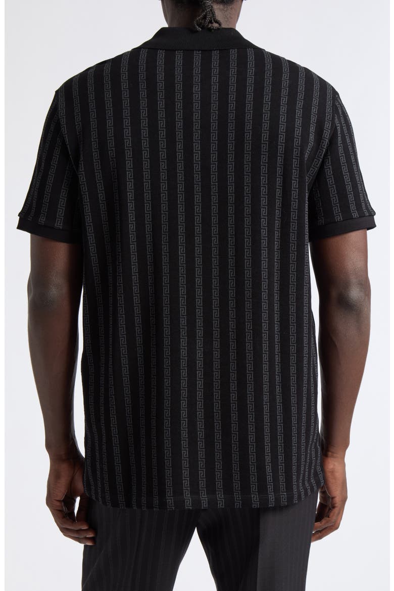 Greca Stripe Jacquard Polo, Alternate, color, BLACK GREY