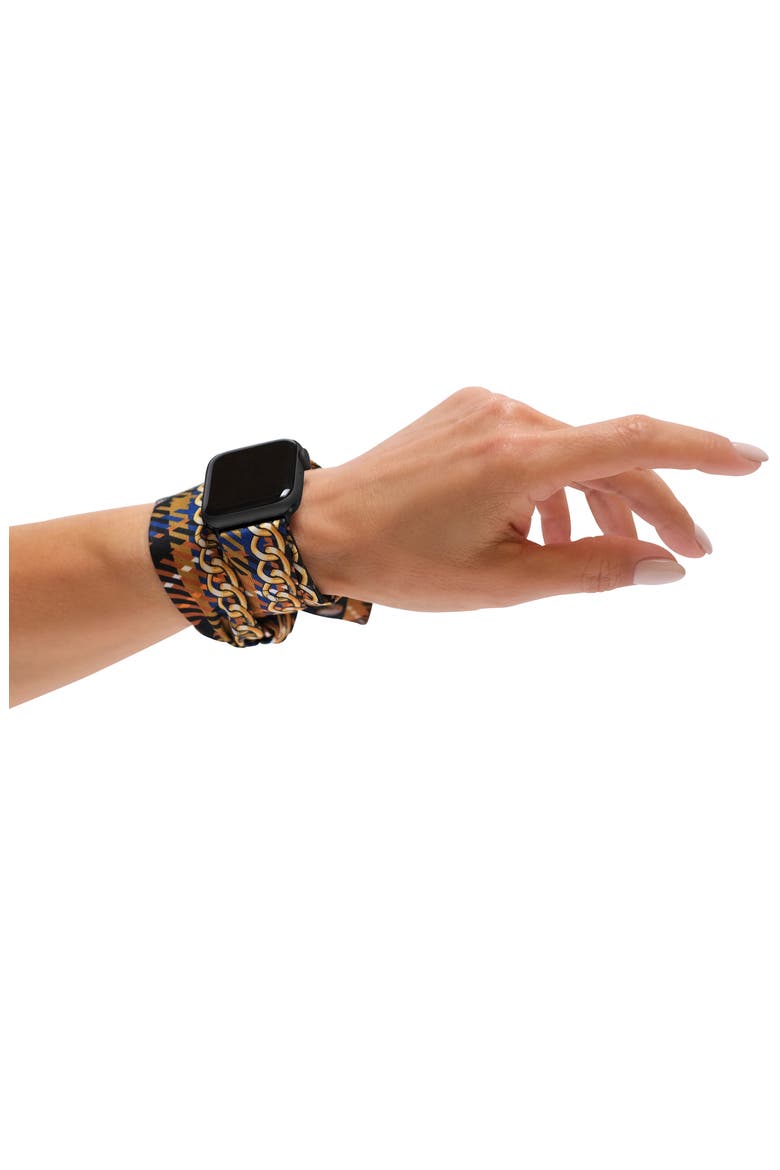 Tartan Amber Apple Watch® Scarf Watchband, Alternate, color, YELLOW/ BLACK