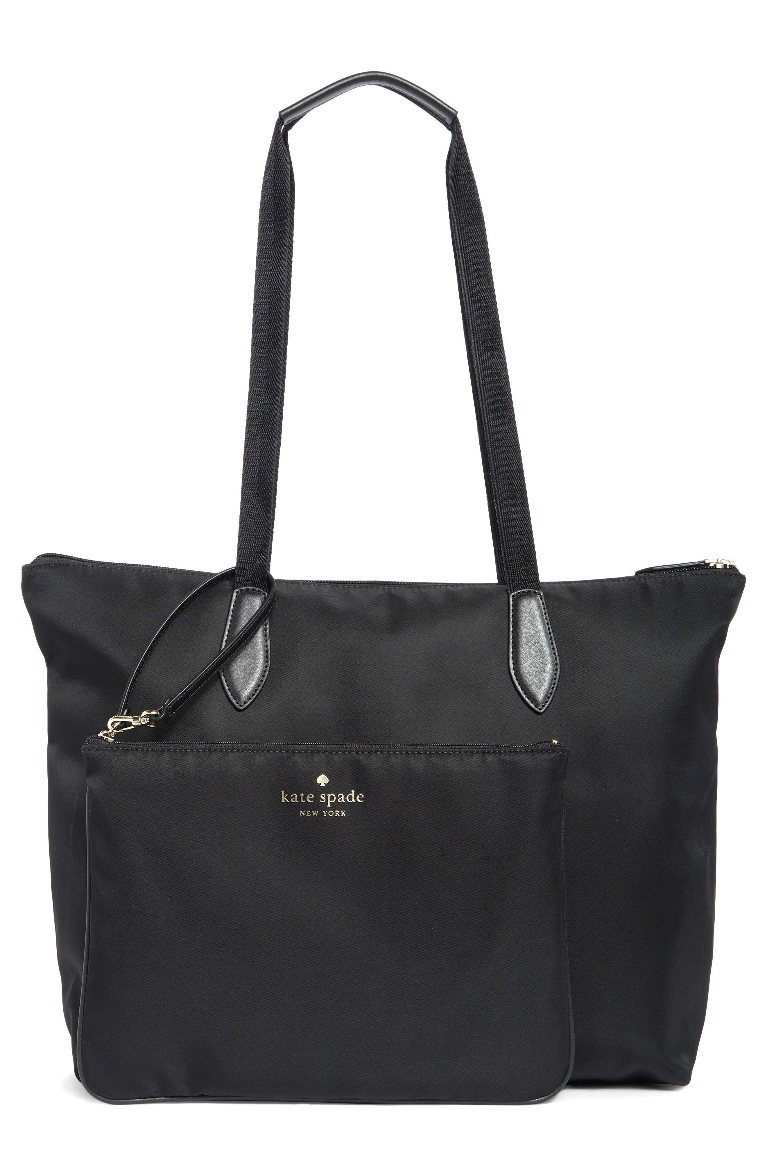 packable tote with zip pouch, Alternate, color, BLACK