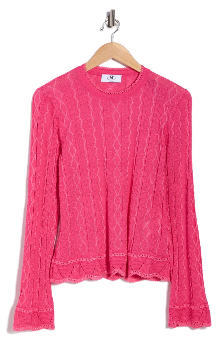 M Missoni Textured Knit Crewneck Sweater, Alternate, color, Fuxia Tones