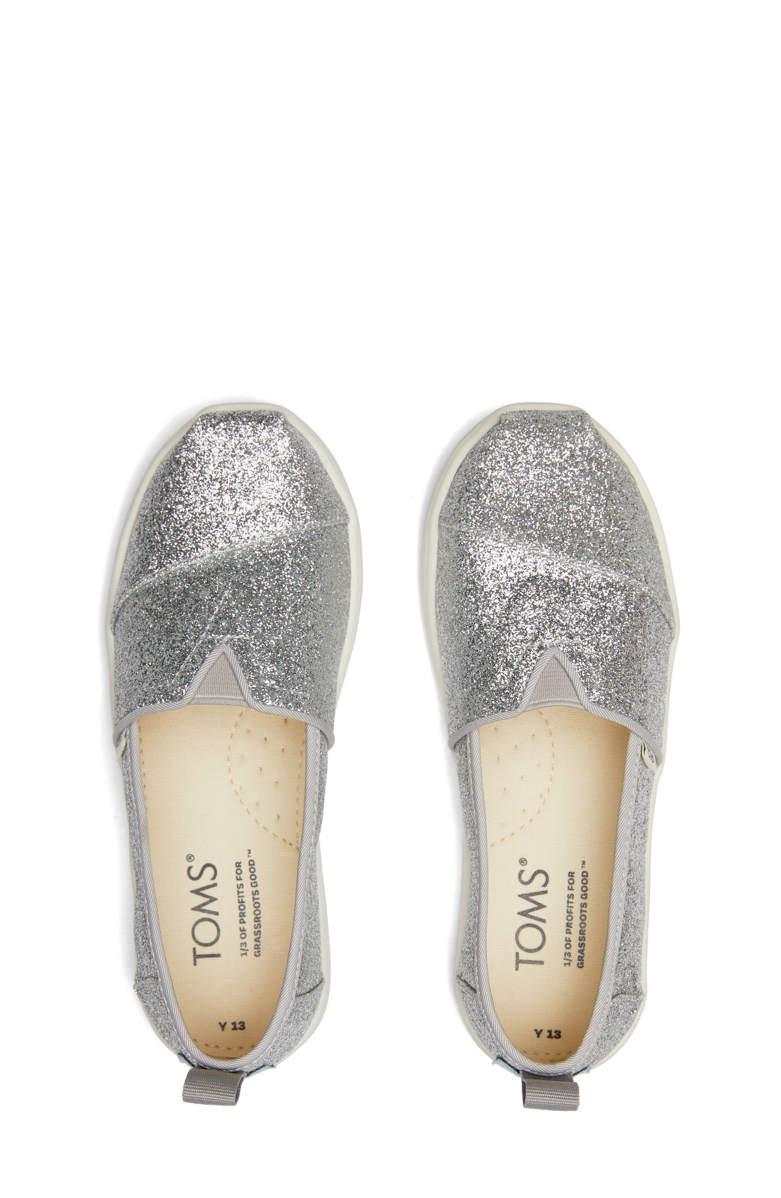 TOMS Kids' Alpargata Slip-On Sneaker, Alternate, color, Silver