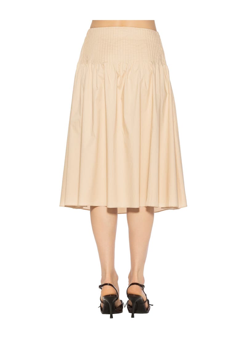 Esme Pintuck Waist Full Poplin Skirt, Alternate, color, Beige