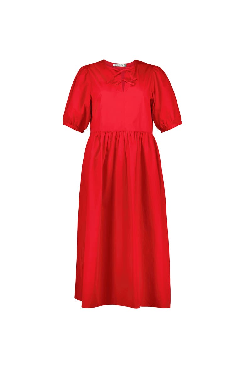 Rose Organic Cotton Tie Midi Dress, Alternate, color, Crimson Red