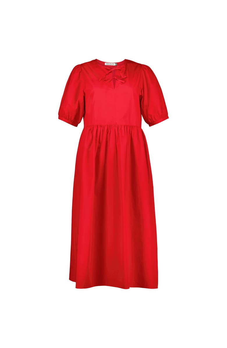 Baukjen Rose Organic Cotton Tie Midi Dress, Alternate, color, Crimson Red