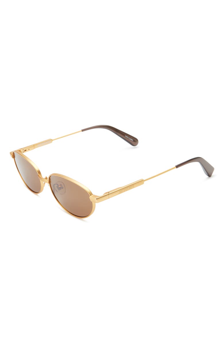 Jacquemus Les Lunettes Alba Sunglasses, Alternate, color, Matt Gold/Metallic Brown/Brown