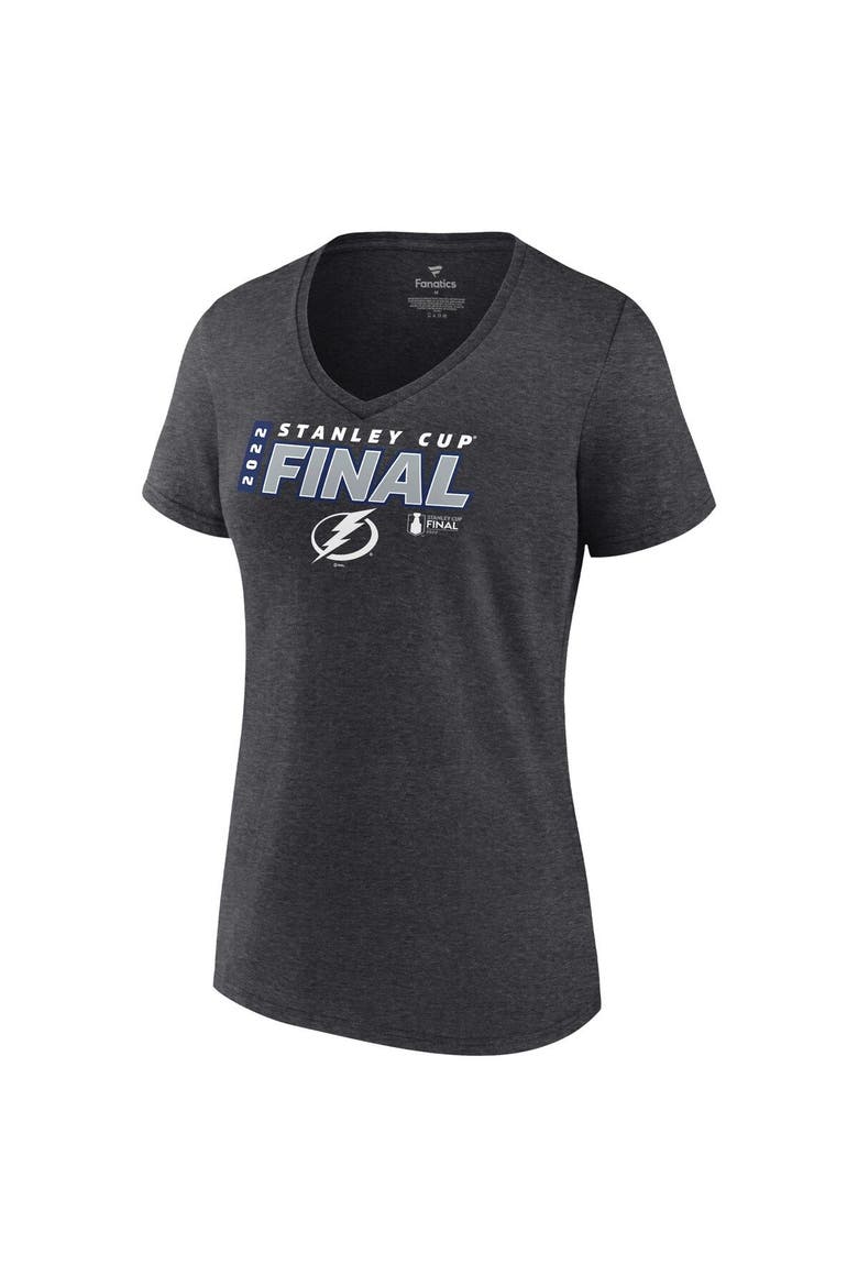 Women's Fanatics Branded Heathered Charcoal Tampa Bay Lightning 2022 Stanley Cup Final Own Goal Roster V-Neck T-Shirt, Alternate, color, Heather Charcoal
