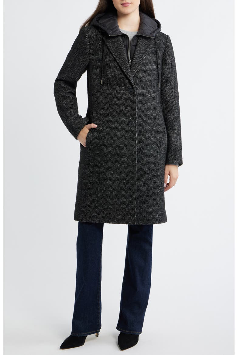 Walker Coat with Hooded Bib Inset, Alternate, color, DARK CHARCOAL HERRING