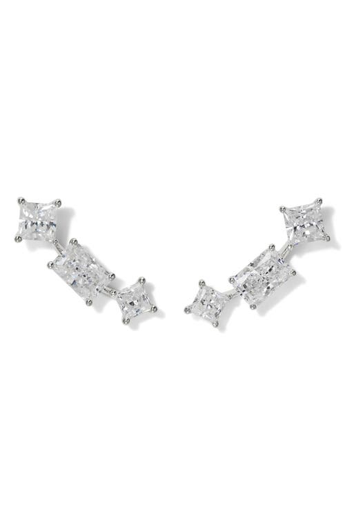 Nadri Cubic Zirconia Ear Crawlers in Rhodium 