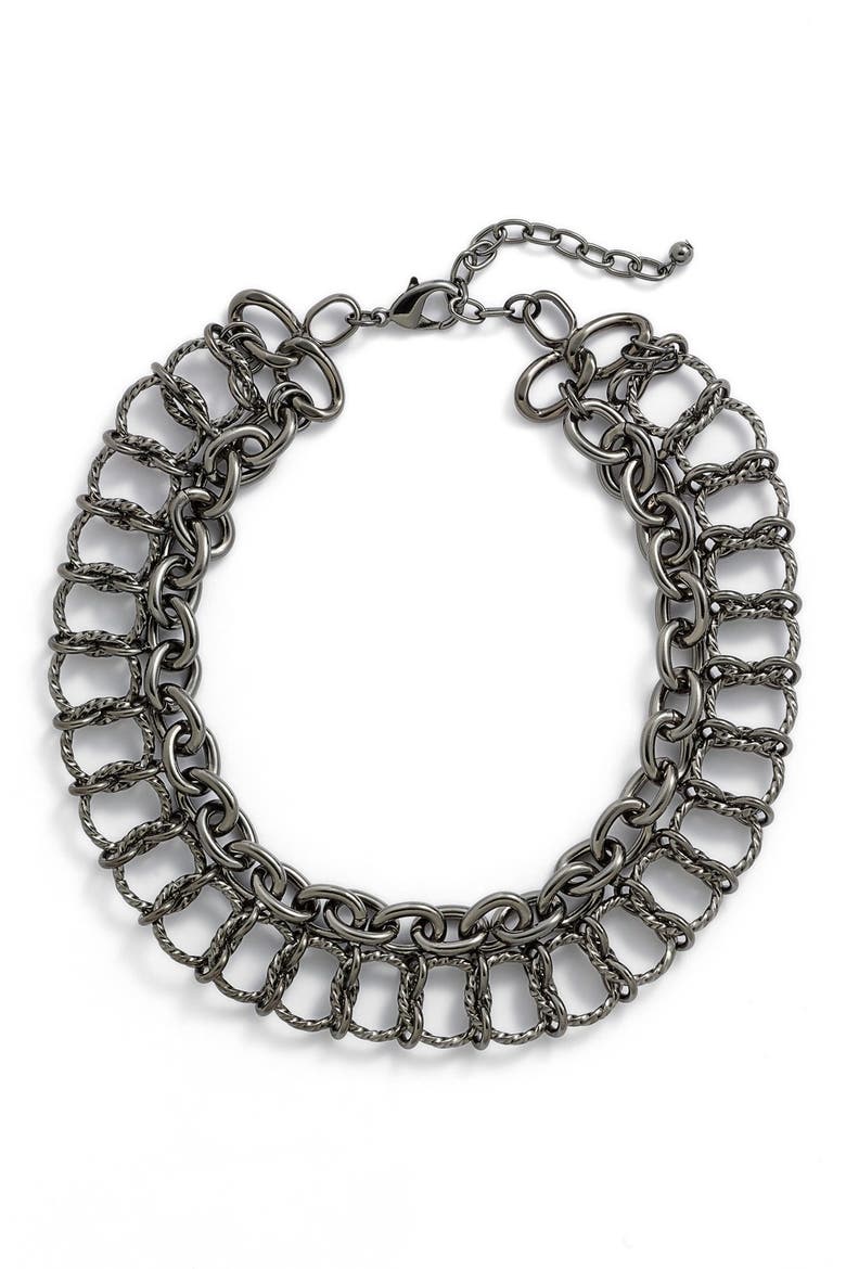 Double Row Link Necklace, Main, color, HEMATITE