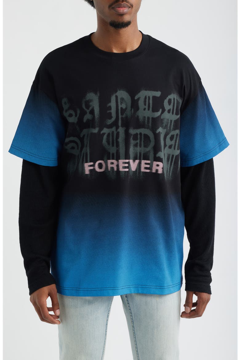 Ryan Sheckler Edition Graphic Layered Long Sleeve Cotton T-Shirt, Main, color, BLACK