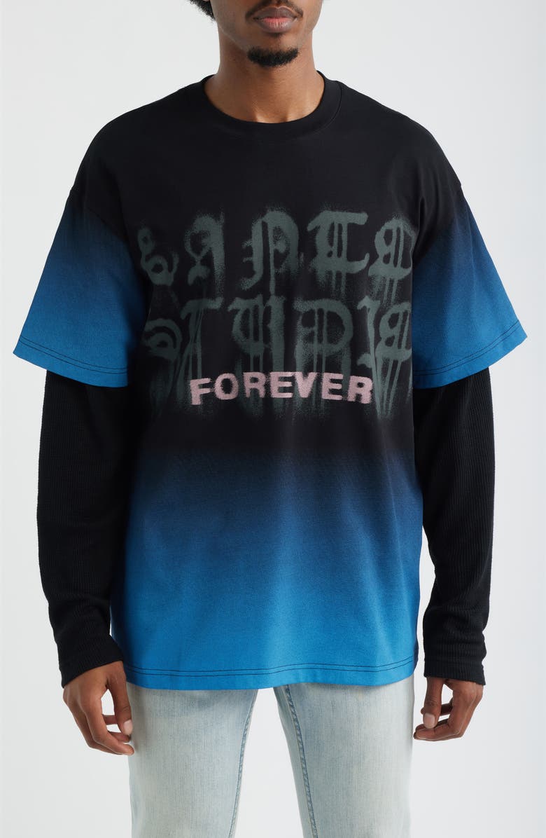 SANTO STUDIO Ryan Sheckler Edition Graphic Layered Long Sleeve Cotton T-Shirt, Main, color, Black