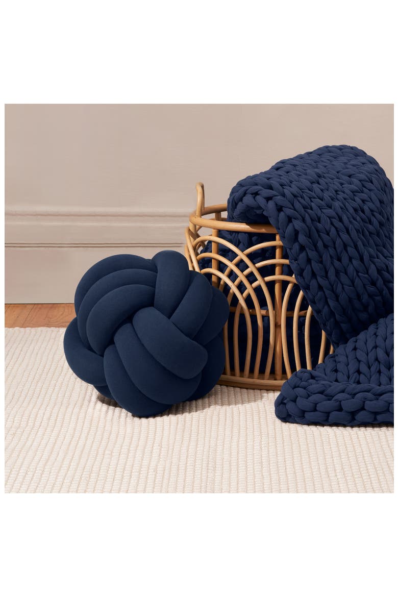 Hugget Knot Organic Cotton Accent Pillow, Alternate, color, MIDNIGHT BLUE