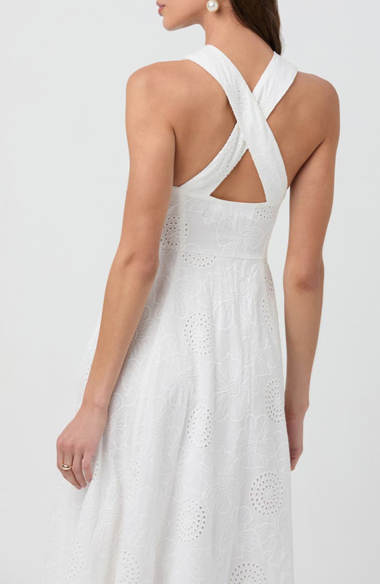 ASTR the Label Eyelet Halter Midi Dress, Alternate, color, White