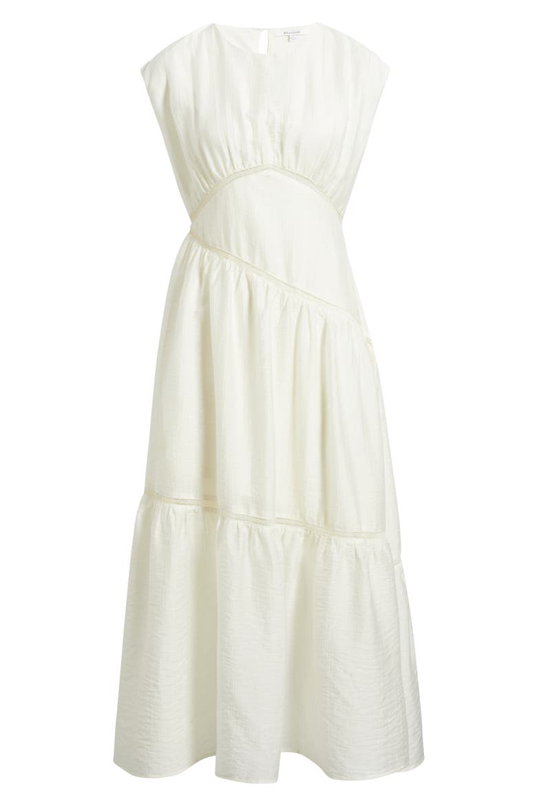 Asymmetric Lace Inset Midi Dress, Alternate, color, IVORY