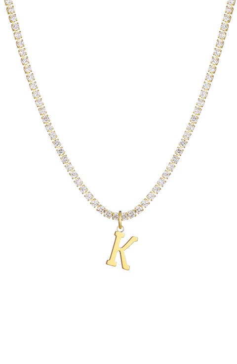 Initial Charm Tennis Necklace