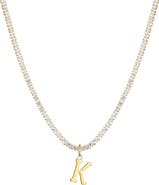 Adornia Initial Charm Tennis Necklace