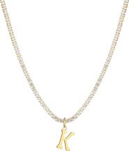 Adornia Initial Charm Tennis Necklace