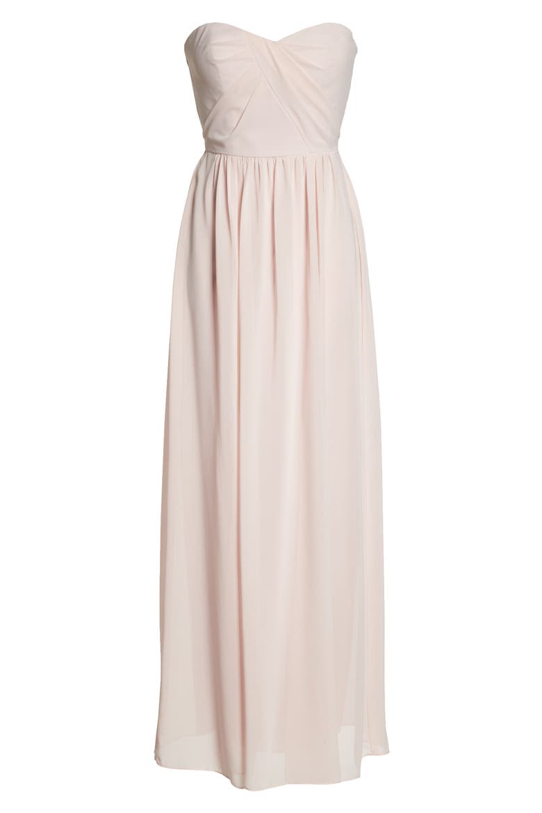 Strapless Georgette A-Line Gown, Main, color, BLUSH