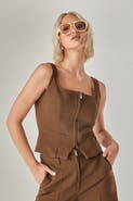NASTY GAL Zip Front Sleeveless Tailored Top
