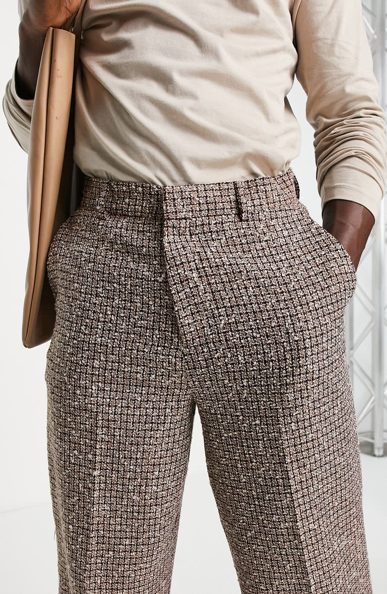 ASOS DESIGN Wide Leg Wool Blend Split Trousers, Alternate, color,