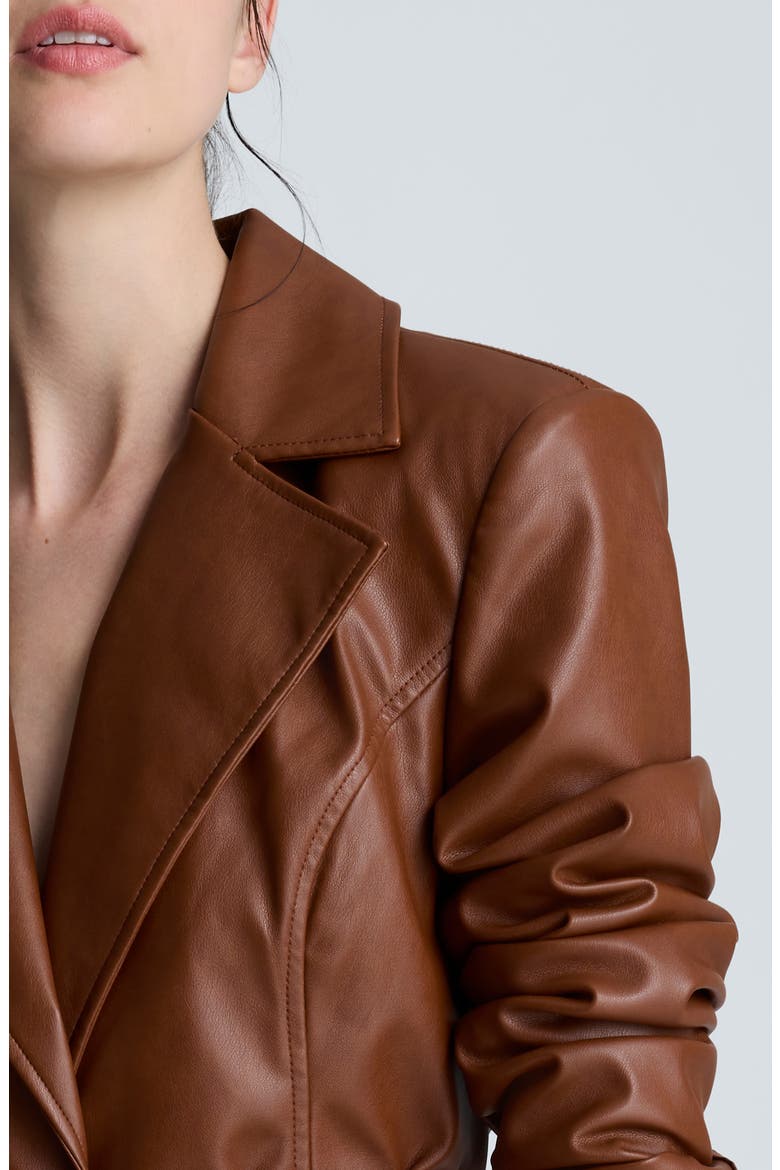 Faux Leather Trench Coat, Alternate, color, DARK UMBER