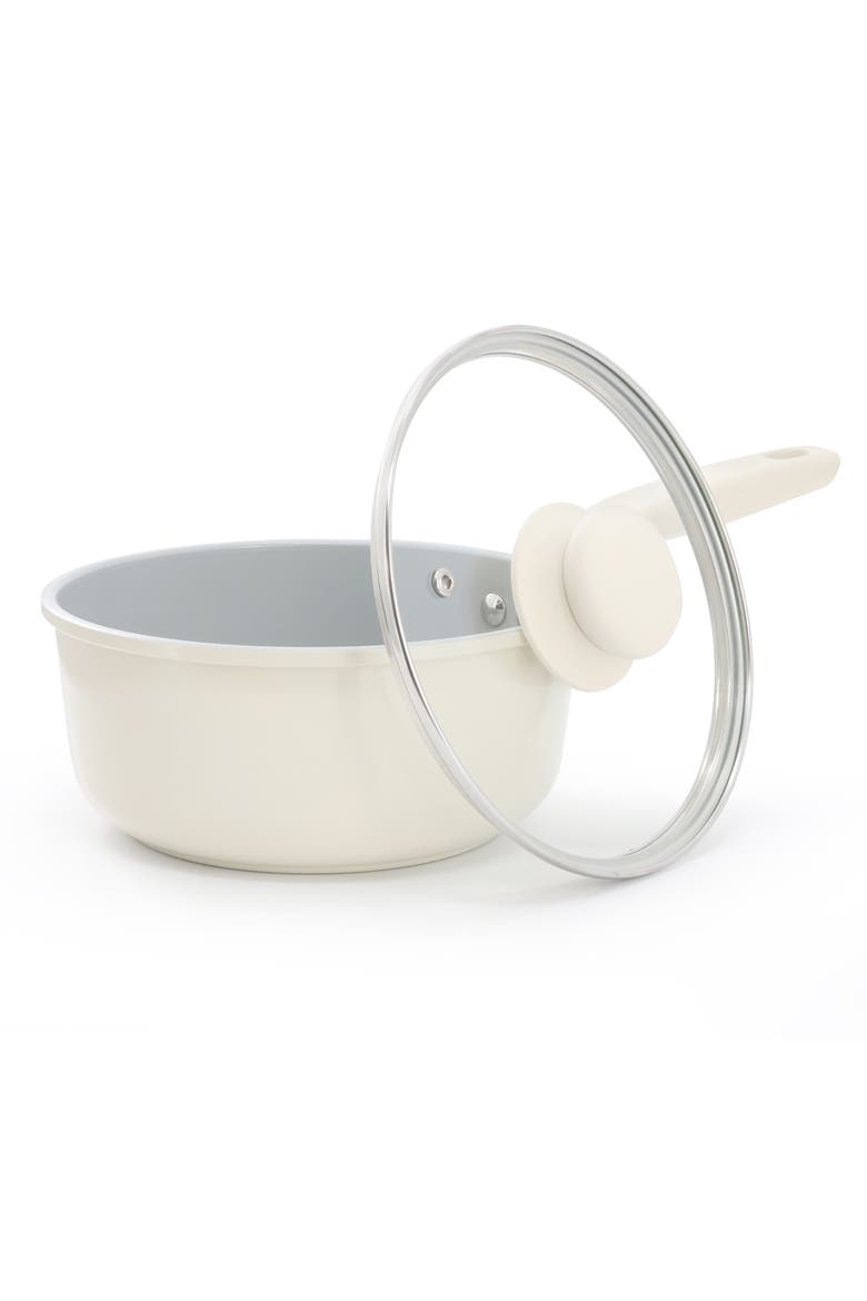 7pc Ceramic Nonstick Aluminum Cookware Set in Linen, Alternate, color, White