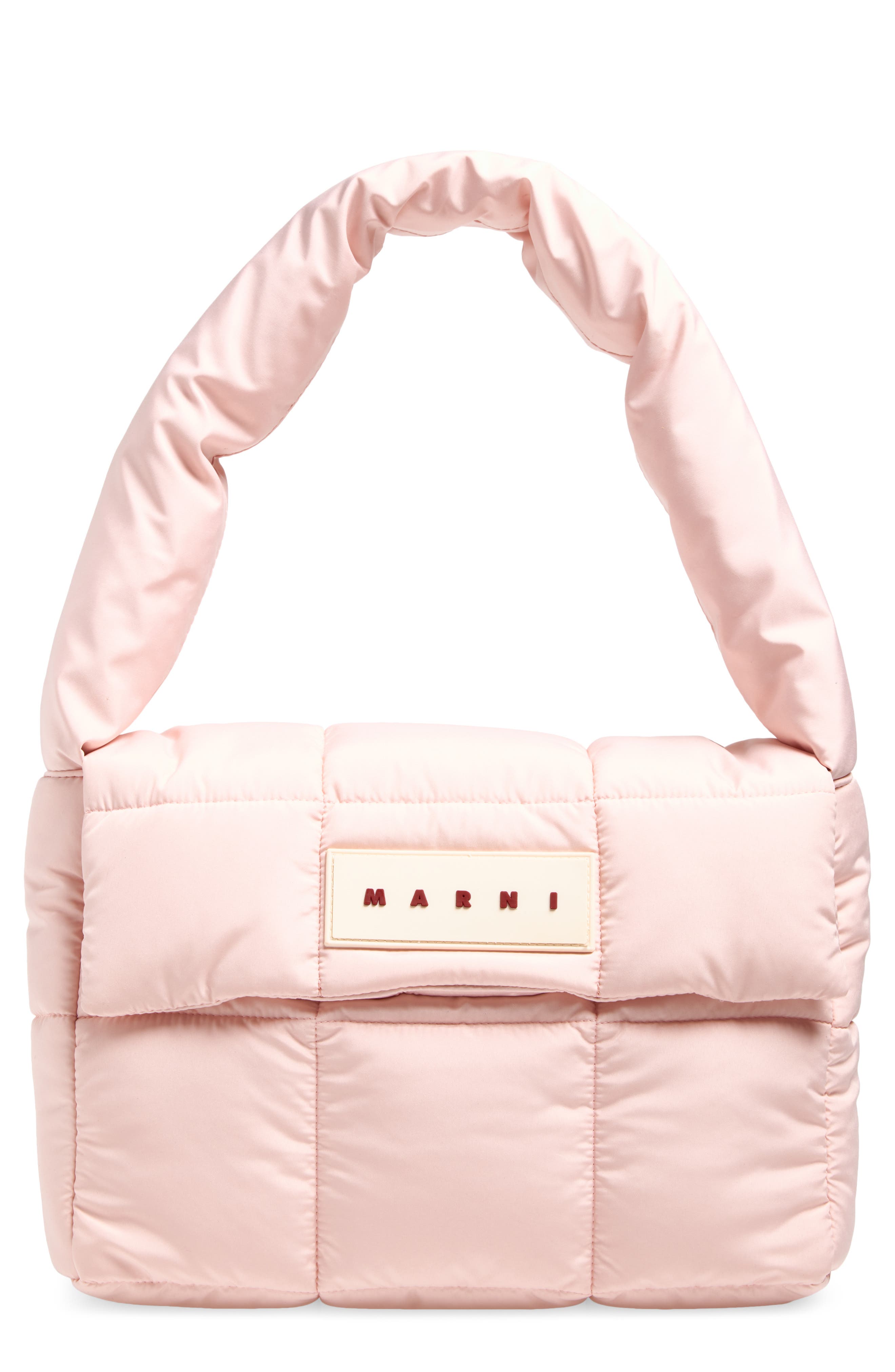 Marni Quilted Puffer Shoulder Bag, Main, color, 00C18 Cinder Rose