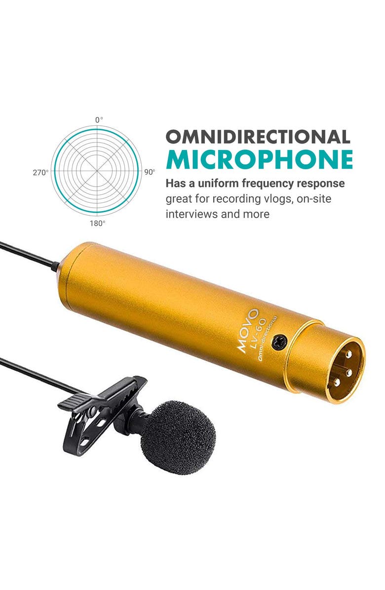 MOVO LV-6 Pro Grade Omnidirectional and Cardioid XLR Lavalier Condenser Microphone Set, Alternate, color, Black