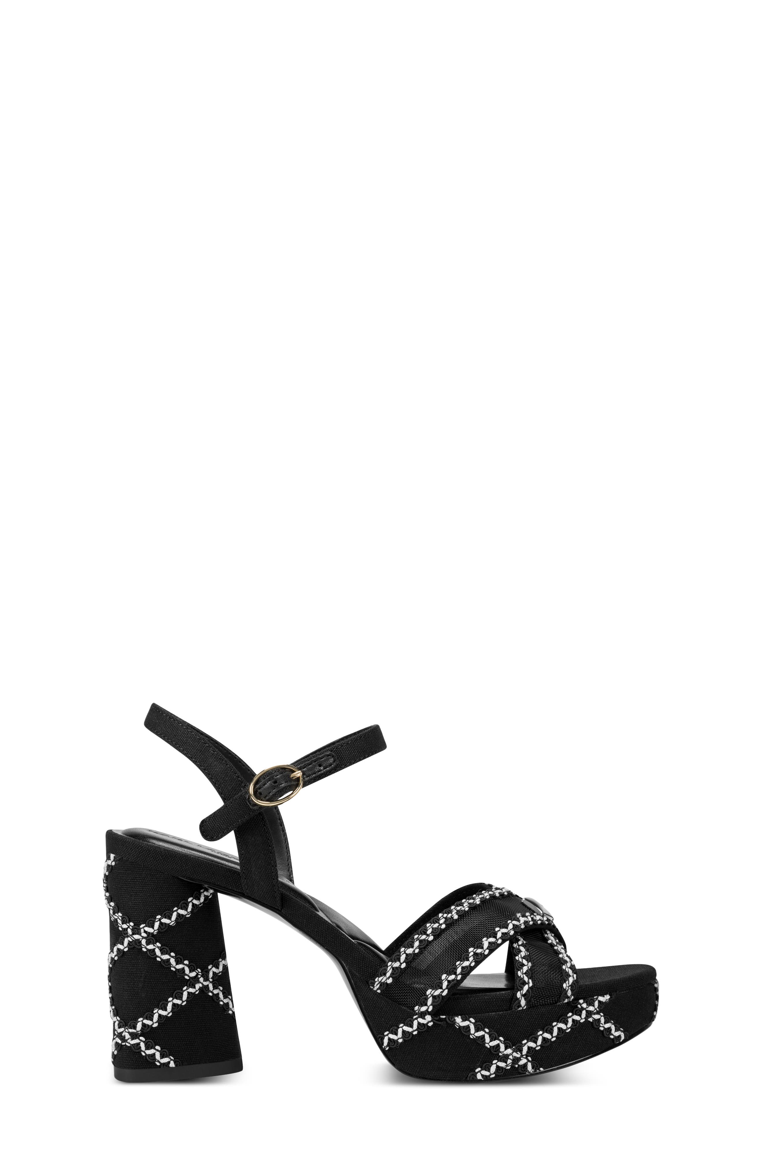 KARL LAGERFELD PARIS Hickory Stitch Platform Sandal, Alternate, color, Black