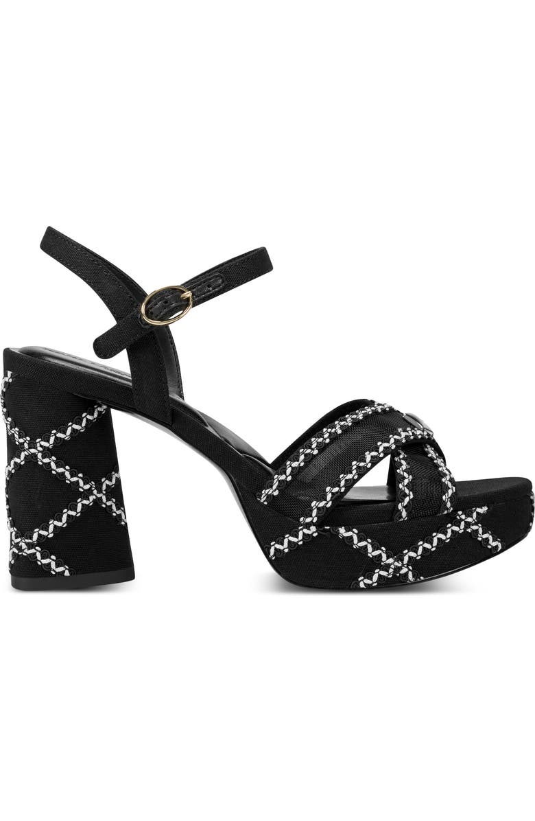 KARL LAGERFELD PARIS Hickory Stitch Platform Sandal, Alternate, color, Black
