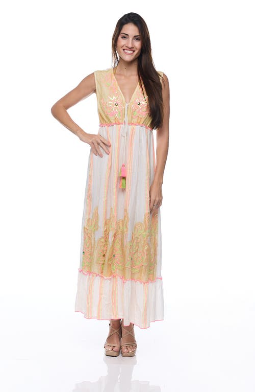 Ranee's Ranees Floral Cotton Sundress In Mustard