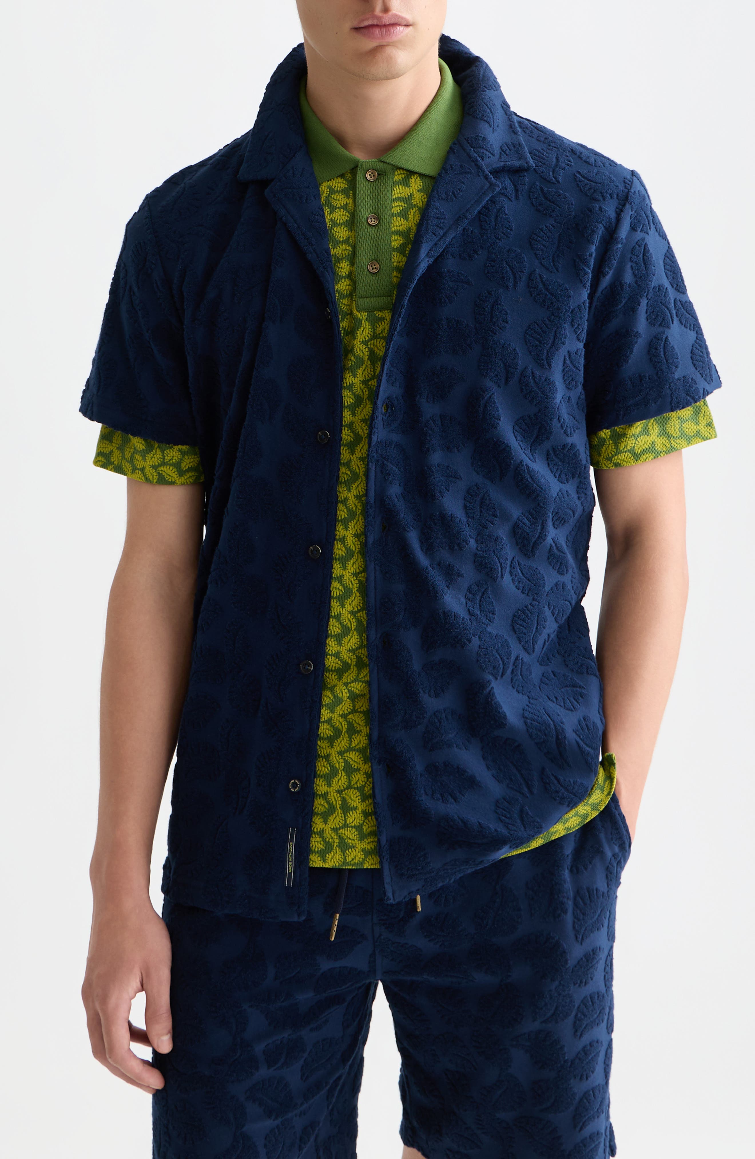 Scotch & Soda Relaxed Fit Print Short Sleeve Button-Up Shirt
