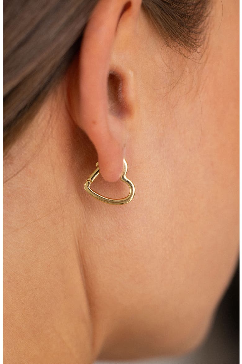 Minnie Heart Hoop Earrings, Alternate, color, GOLD